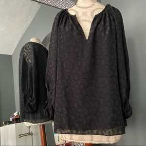 WHBM Black Animal Print V-neck Dressy Top